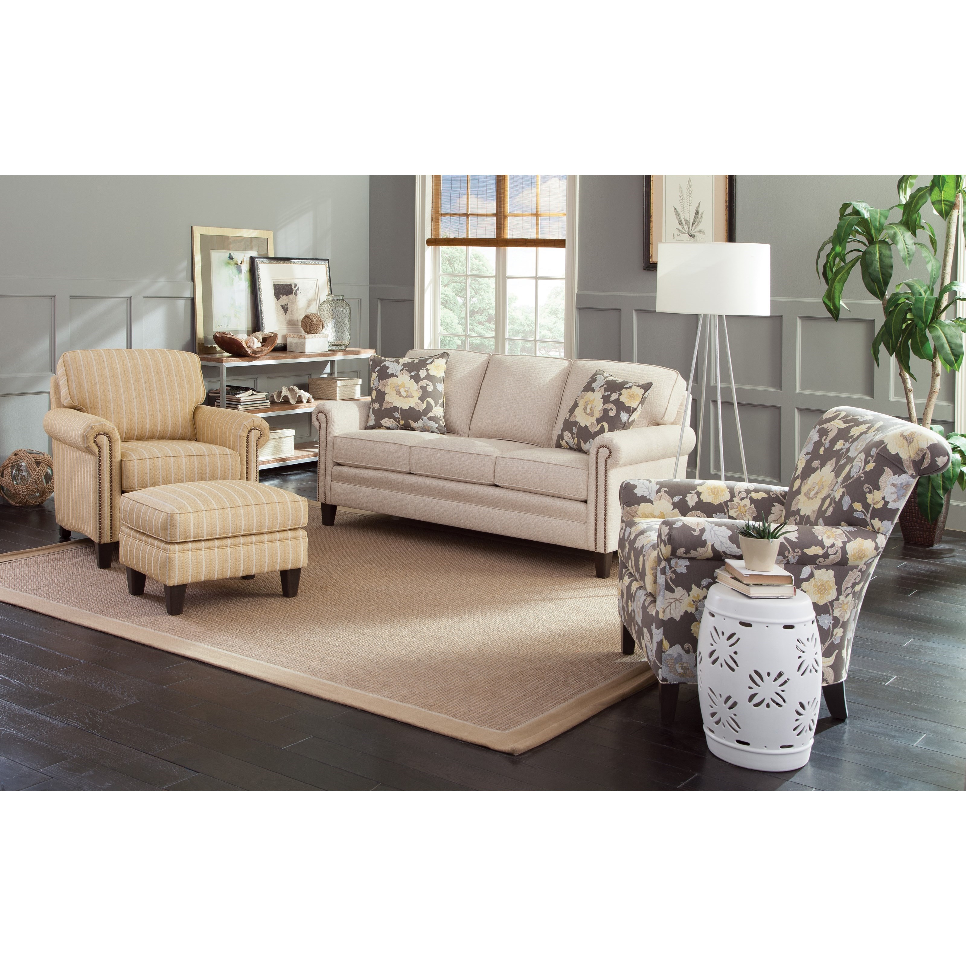 Smith Brothers 234 23411 377702 Traditional MidSize Sofa with Rolled Panel Arms and Nailhead